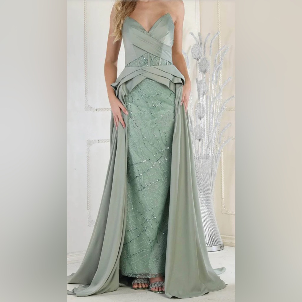 May Queen Sage Green Strapless Gown